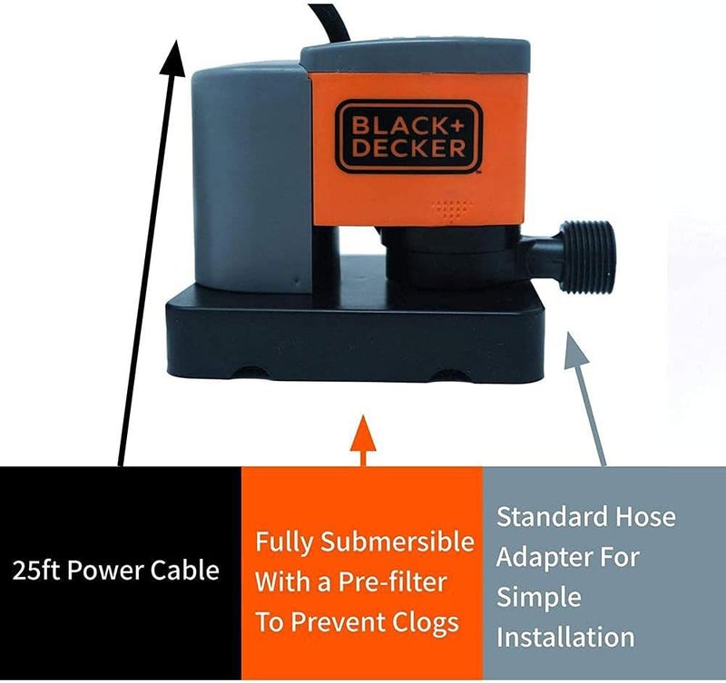 BLACK+DECKER Swimming Pool Cover Pump, 350 GPH Automatic - Image 3